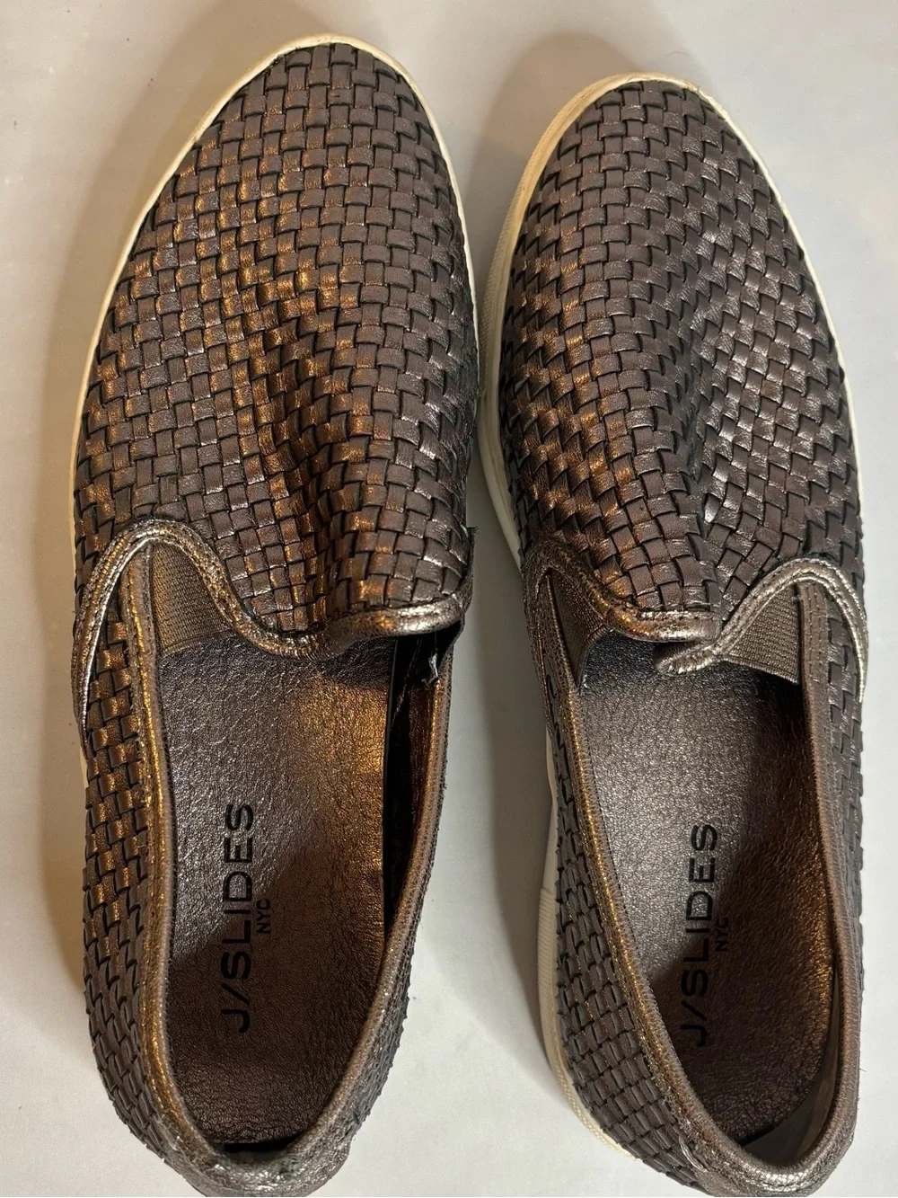 J Slides Bronze Woven Slip-On Sneakers